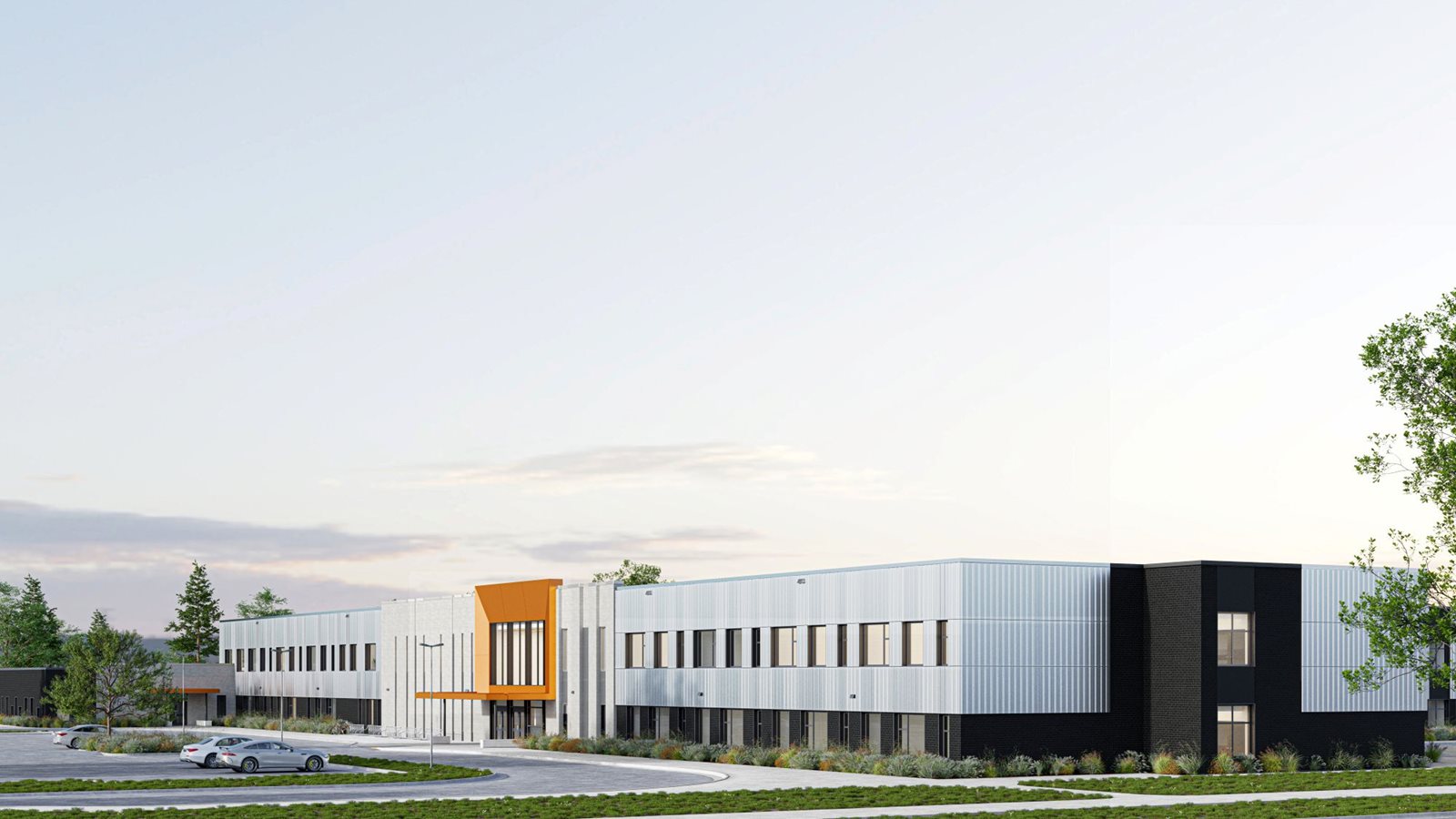 Rendering of École Iskonakwa School showing entire building.